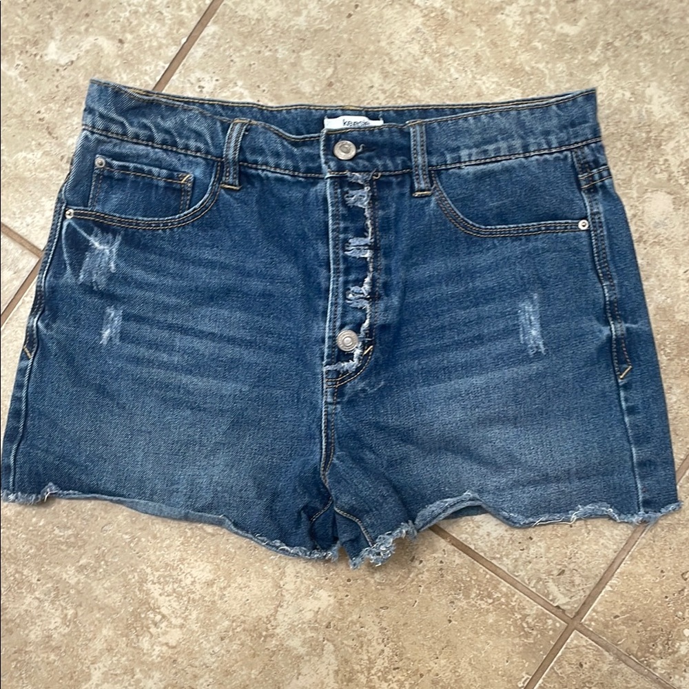 Kensie Blue Jean Shorts Distressed High-Waisted